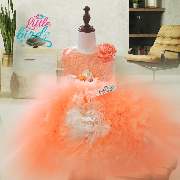 Ruffle Flora Embroidered Flower Gown