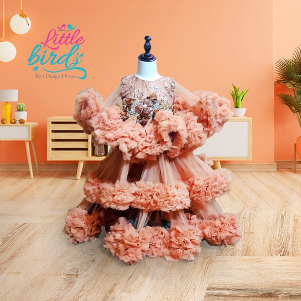 Ruffle Flora Embroidered Flower Gown