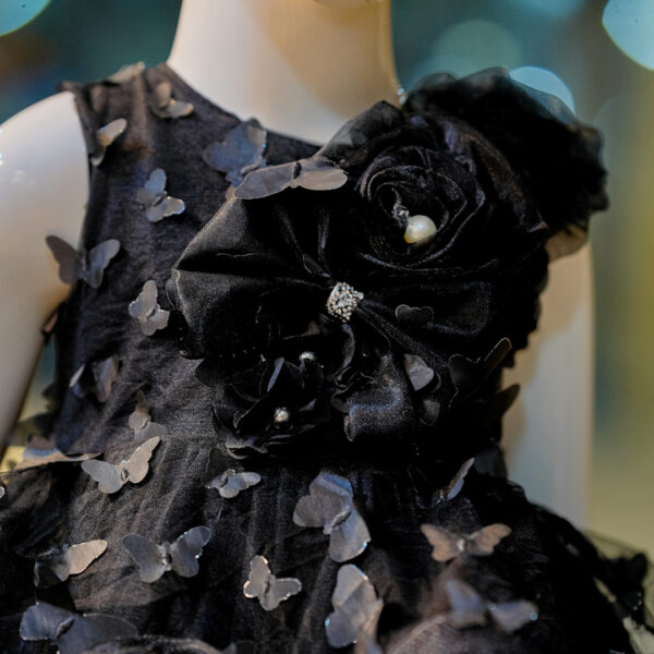 Midnight Flutter 3D Butterfly High-Low Black Dress - Image 3