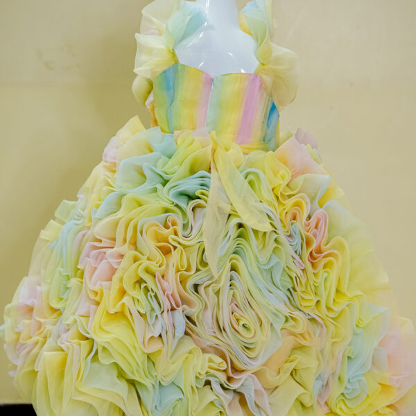 Pastel Whirlwind Ruffle Ball Gown - Image 2