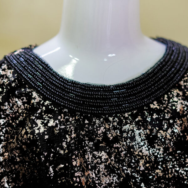 Elegant Black & Silver Embroidered Maxi Dress - Image 2
