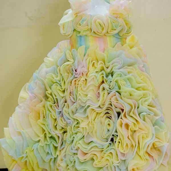 Pastel Whirlwind Ruffle Ball Gown